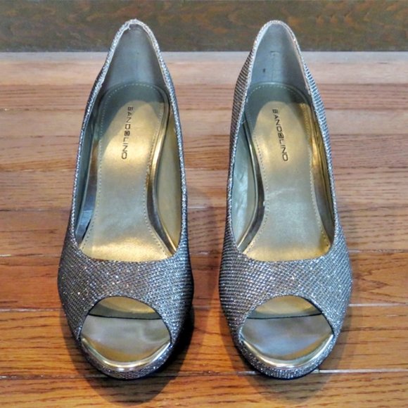 BANDOLINO Gold Peep-Toe Platform Heels - NEW Sz 8M - Picture 2 of 6